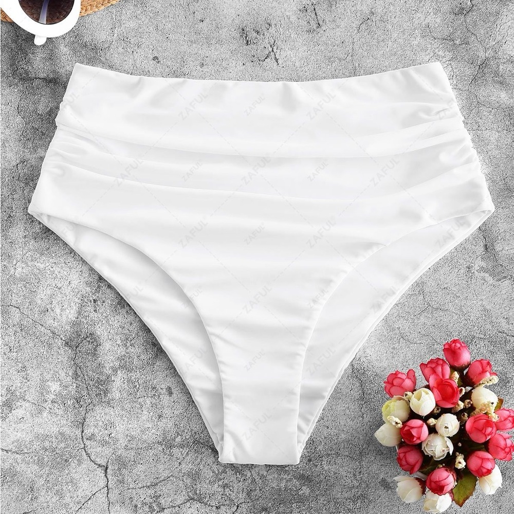 ZAFUL high waisted bikini bottom white Small